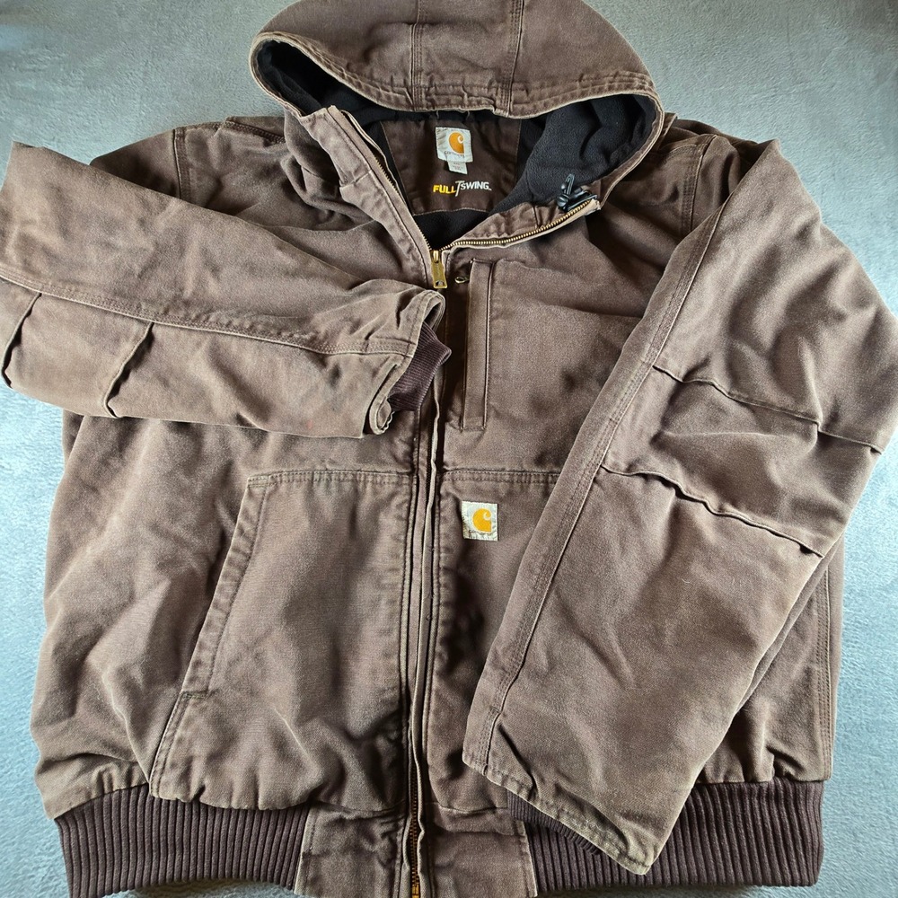 Carhartt Full Swing Armstrong Active Jacket Mens 2XL Brown Fleece Lined Canvas